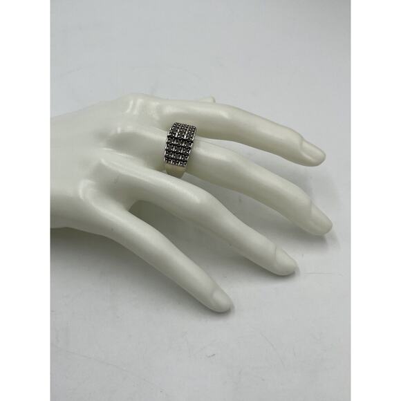 JWBR Sterling Silver‎ & Diamond 3 Tier Cocktail Anniversary Ring Size 8.5 - Picture 3 of 15